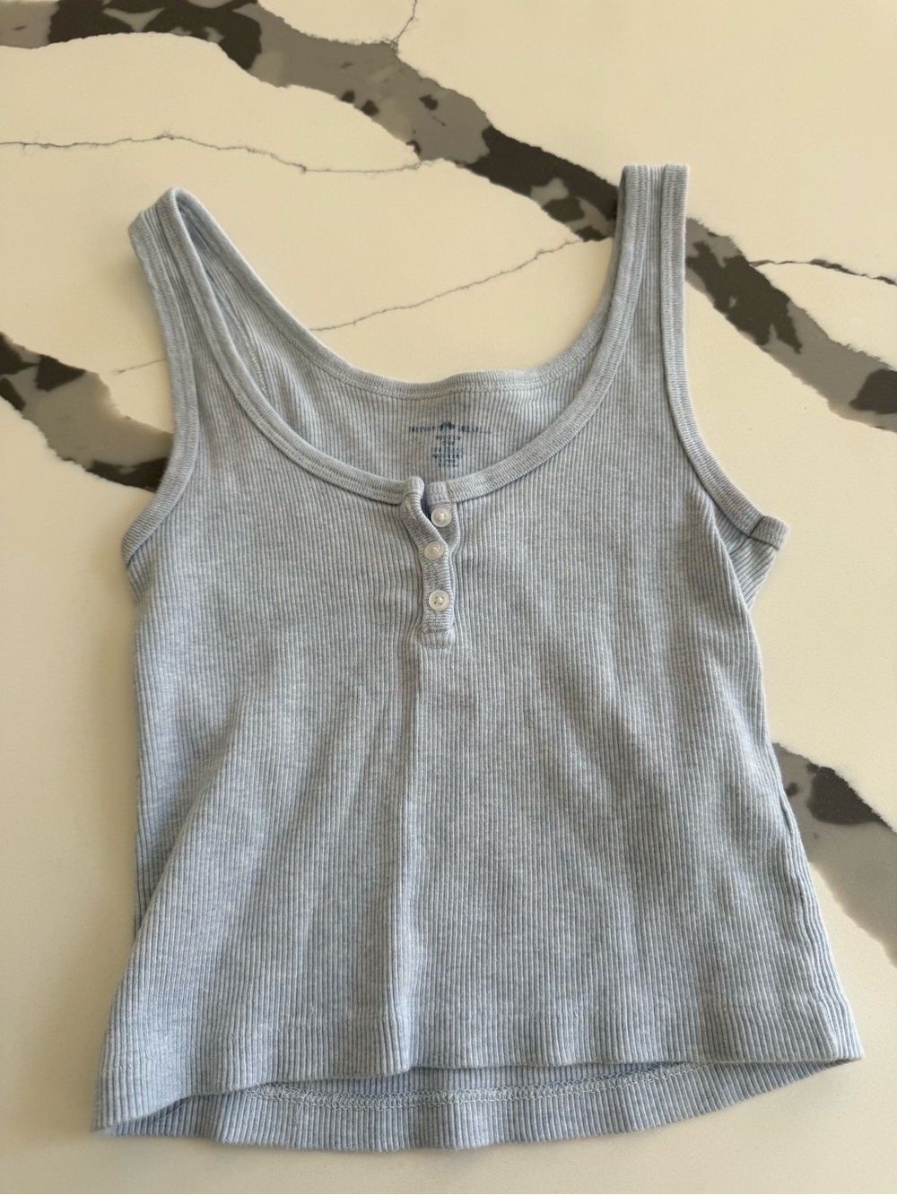 Brandy Melville Light Blue Ribbed Henley Tank
